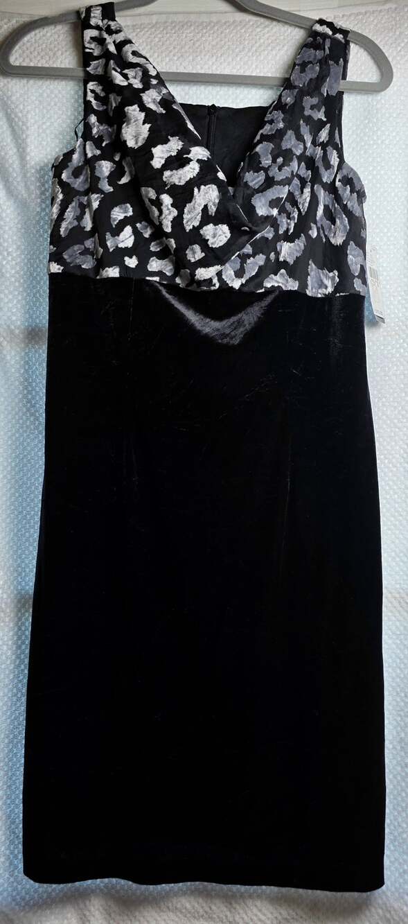 ALYX sleeveless black & grey velvet dress, cowl neck, black & grey bodice Size 8